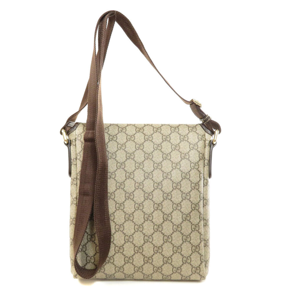 Gucci Supreme trim brown GG canvas messenger bag leather